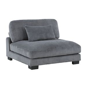 Moderna Sedia Senza Braccioli in Tessuto Corduroy Grigio con Cuscino Abbinato e Telaio in Compensato per Arredamento Modulare del Soggiorno - Product Image 1