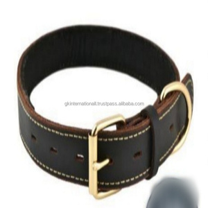 Collar de perro de cuero grueso de grano completo Collar de perro de cuero genuino real El mejor collar de perro resistente de grano completo a precio de fábrica - Product Image 1