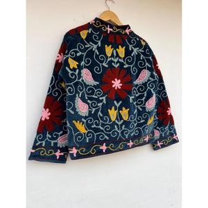 Velvet Suzani Embroidered Cotton Breathable Winter Knitted Button Boho Regular <b>Jacket</b> One Size - Product Image 5
