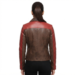 Premium Ladies <b>Long</b> Sporty <b>Leather</b> Motorcycle Biker <b>Jacket</b> for Women - Product Image 2