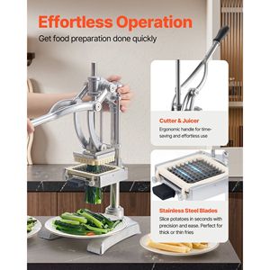 Affettatrice Professionale in Acciaio Inox per Patatine Fritte con 3 Lame Sostituibili da 1/2, 3/8 e 1/4 di Pollice, Taglia Verdure e Frutta - Product Image 4