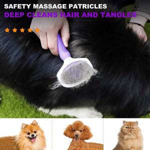 Juego de cepillos para el cuidado de mascotas, peine de doble cara morado para perros y gatos, herramienta para el cuidado del cabello - Product Image 2