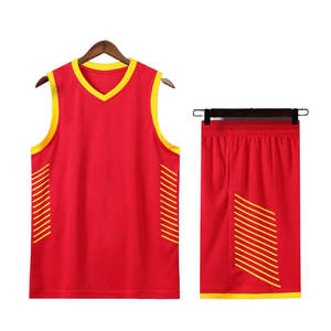 Conjunto de Uniforme de Baloncesto Rojo para Hombre, Color Sólido, Secado Rápido, Ropa Deportiva Tejida, Kit de Entrenamiento de Verano - Product Image 1