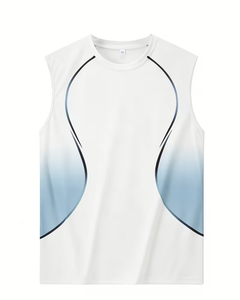 Customized Brand Men's Yellow Sleeveless Tank <b>Top</b> O-Neck Solid Color Casual Printed Breathable Quick Dry Knitted Cotton 120g - Product Image 2