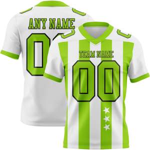 Camiseta de Fútbol a Rayas Blancas y Verdes de Primera Calidad, Cuello en V, Manga Corta, Absorbe la Humedad, 100% Poliéster, Unisex, para Adultos, con Nombre y Número del Equipo - Product Image 1