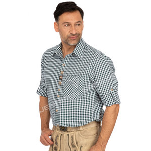 Chemise bavaroise de haute qualité à prix abordable, col rabattu, à carreaux, teinte en fil, infroissable, séchage rapide, décontractée élégante, manches longues - Product Image 6