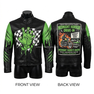 Chaqueta de Cuero Negra Minimalista para Motociclistas, Diseño Elegante y Sencillo, Prenda Exterior Formal para Hombre, Piel de Cabra Premium, Proveedor de Marca Privada - Product Image 1