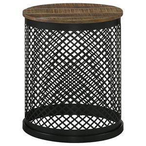 Tavolino da Caffè con Base a Tamburo Naturale e Nera - Product Image 2