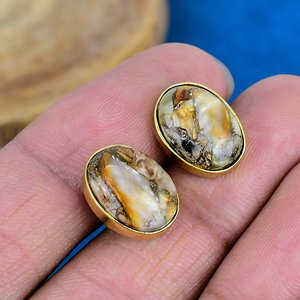 Natural Yellow Cat Eye Oval Shape Gemstone Dangle Hook Earring 18k Gold Micron Over 925 <b>Sterling</b> <b>Silver</b> - Product Image 1