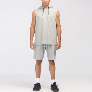 Hoodies sans manches pour hommes de haute qualité, impression numérique, 100% coton, molleton tricoté, hoodies sans manches à capuche - Product Image 1