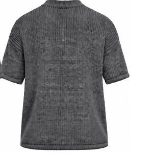 Camiseta de punto gris carbón para hombre, manga corta, cuello redondo, texturizada, informal, personalizada, estilo urbano, moda de verano, venta al por mayor - Product Image 2
