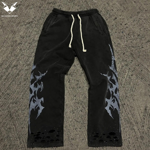Acid Wash Printing Jogging <b>Trousers</b> For Men Wholesale Rate Best Cotton Fabric Oversized Flared Baggy Men <b>Trousers</b> - Product Image 3