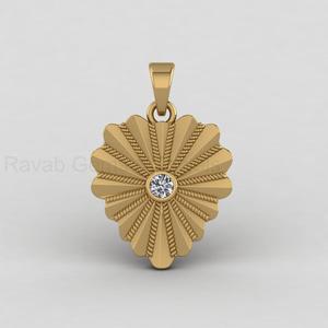 Pendentif disque médaillon floral soleil 20x30mm en argent 925 plaqué or 18 carats avec diamant CZ, breloque personnalisée, bijoux fins pour elle - Product Image 4