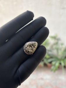 Hot Selling Natural Raw Pyrite 925 Sterling Silver <b>Ring</b> Rough Pyrite Designer <b>Ring</b> Raw Gemstone <b>Adjustable</b> <b>Ring</b> Jewelry - Product Image 4