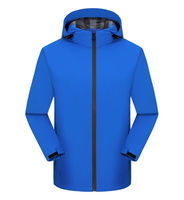 Veste coupe-vent à capuche bleu clair pour homme avec fermeture éclair, vêtements décontractés pour l'extérieur, saison automne, matière polyester