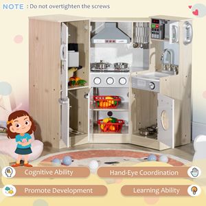 Cucina Giocattolo Angolare in MDF Bianco con Macchina del Ghiaccio Interattiva e Telefono Giocattolo per Piccoli Cuochi - Product Image 5