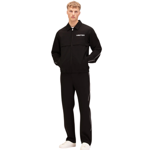 Conjunto de chándal de forro polar con cremallera completa para hombre, chaqueta con cuello alto, pantalones de pierna ancha con ribete y dobladillo abierto, ajuste cómodo, ropa deportiva informal, conjunto OEM - Product Image 2