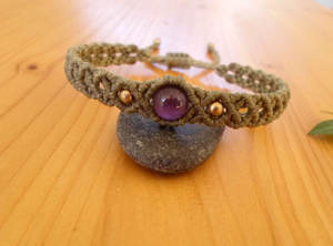 กำไลข้อมืออะเมทิสต์ทำมือพร้อมลูกปัดสไตล์โบโฮ พลอยธรรมชาติ สายปรับได้ เครื่องประดับแฮนด์เมด ขายส่ง - Product Image 2