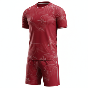ชุดฟุตบอลหญิง/ชาย เสื้อพร้อมกางเกงขาสั้น ชุดออกกำลังกายสองชิ้น ชุดฝึกซ้อมฟุตบอล แห้งเร็ว ชุดกีฬาออกกำลังกาย รับผลิตตามแบบ OEM - Product Image 1