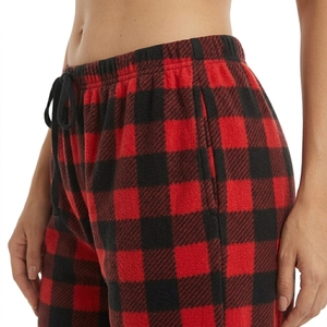 Pantalon de pyjama en laine tartan pour femme, doux et chaud, avec cordon de serrage, taille élastique, vêtements de nuit avec poches - Product Image 6