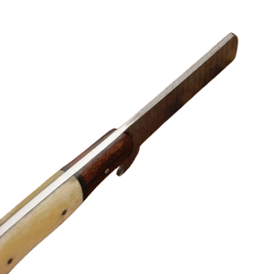 CUSTOM HANDMADE damascuc STEEL bull cutter <b>KNIFE</b> FIXED BLADE WITH rose wood & <b>bone</b> <b>HANDLE</b> & with LEATHER SHEATH - Product Image 3
