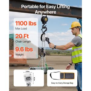 "1100LBS Capacity Heavy Duty Manual Lever Chain <b>Hoist</b> 20FT Lift G80 Alloy Steel Chain Dual Pawl Mechanica" - Product Image 2