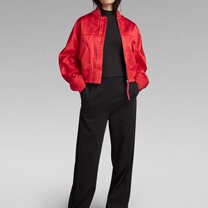 Chaqueta Bomber Corta para Mujer, Ajuste Ceñido, Cierre Completo, Prenda Exterior Informal, Cuello Acanalado, Manga Larga, Ligera, Estilo Urbano, Chaqueta de Moda - Product Image 2