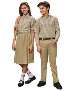 Hot Selling Wholesale Unisex Children's Student Clothing High School Uniforms For Boys and Girls Khaki Dress Set