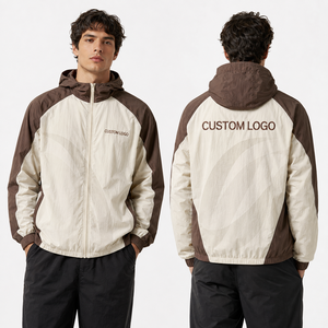 Lightweight Mens Windbreaker <b>Jacket</b> Custom Wholesale Waterproof Hooded Breathable <b>Packable</b> Outdoor Sports Reflective Embroidered - Product Image 1