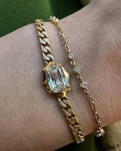 Women's Station Diamond Chain Bracelet 14K <b>Gold</b> Lab Grown Stones Bezel Set Linked Cable Link Everyday Wear <b>Gold</b> Plated Wholesale - Product Image 6