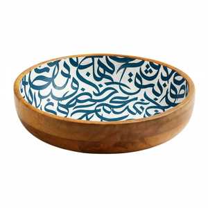 Bol à salade en bois Blue Ocean, hybride, artisanal, en bois d'olivier, pour servir les fruits, vaisselle moderne de qualité supérieure pour le camping - Product Image 1