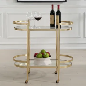 Chariot de service en métal artisanal haut de gamme avec roues pour restaurant, hôtel, cuisine, restauration, hôtellerie commerciale et événements de mariage - Product Image 3