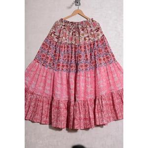 Women Cotton <b>Patchwork</b> Breathable Casual Long <b>Skirt</b> Bohemian Maxi <b>Skirt</b> Handmade Indian Vintage Festival Wear - Product Image 3