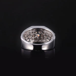 Bague de cocktail unisexe en or massif 18 carats avec pierre naturelle sertie à griffes, style de luxe géométrique, plaqué rhodium, certifiée IGI - Product Image 4