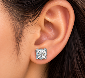 Pendientes de Plata de Ley S925 con Circonita Cúbica Cuadrada y Baño de Rodio, al por Mayor, para Mujeres y Niñas - Product Image 3