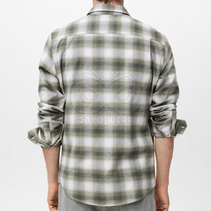 Chemise en flanelle pour homme de haute qualité, sur mesure, à carreaux, manches longues, mélange de coton avec fermeture à boutons durable - Product Image 3