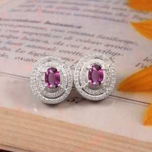 Pendientes colgantes de zafiro rosa, plata de ley 925, joyería para mujer, regalo de San Valentín, joyería para propuesta de compromiso - Product Image 3