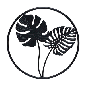 Round Metal Decorative Wall Art Modern Stylish Black Hanging Wall Decor for Home Decoration Christmas Garlands & <b>Wreaths</b> - Product Image 4