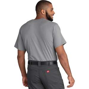 T-shirt de travail personnalisé pour homme, manches courtes, poche, rouge - Product Image 5