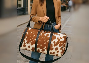 กระเป๋าเดินทางหนังวัวแท้ทำมือ  กระเป๋าถือแบบดัฟเฟิลสำหรับวันหยุดสุดสัปดาห์  กระเป๋าเดินทางขึ้นเครื่อง  จำหน่ายส่งแบบ OEM รุ่น LHTB-0103 - Product Image 2