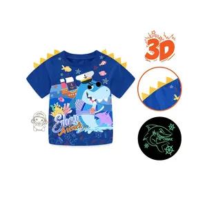 Barbieliya boy 3D shark animal T-shirt glow in the dark outerwear