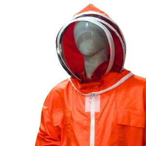 Combinaison d'apiculture orange en coton respirant vêtements de sécurité voile de protection capuche haute bande réfléchissante anti-feu anti-coupure - Product Image 6