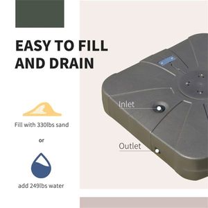 Ombrellone da Giardino con Telaio Quadrato in Acciaio e Palo in Acciaio Inossidabile per Patio, Ristorante, Hotel, Spiaggia - Consigliato per la Pioggia - Product Image 5