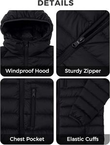 Men's Lightweight <b>Packable</b> Puffer <b>Jacket</b> Waterproof Winter Hood <b>Jacket</b> Custom <b>Packable</b> Quilted Puffer <b>Jacket</b> With Storage Pouch - Product Image 2