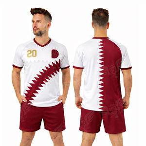 Conjunto de Camiseta y Pantalones Cortos de Fútbol Estilo Selección Nacional de Qatar, Uniforme Deportivo Transpirable de Poliéster para Hombre, Suministro al por Mayor OEM - Product Image 2