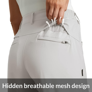 Shorts de golf taille haute pour femmes, couleur unie, en tissu Oxford respirant, décontractés, avec poches et braguette zippée - Product Image 3