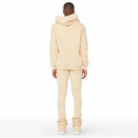 Bej Slim Fit Erkek Kapüşonlu Eşofman Altı İki Parçalı Hafif Nefes Alabilen Çevre Dostu Antrenman Spor Salonu Takımı