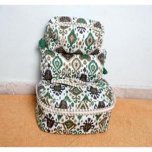 Handmade Quilted Cotton Light Fashion Reusable Small Eco-Friendly Makeup Bag Set Striped Zippered Cosmetic Pouch Toilet <b>Kit</b> - Product Image 2