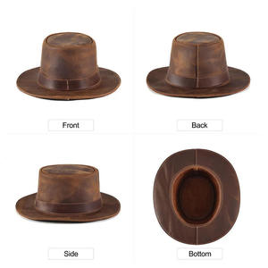 Sombrero Vaquero Occidental de Cuero Marrón de Primera Calidad para Hombre y Mujer, Diseño Steampunk con Tachuelas, Estampado Deadman - Product Image 2