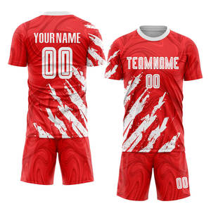 Uniforme de Fútbol Sublimado Rojo y Blanco, Jersey Personalizado para Equipo, Kit de Fútbol Transpirable que Absorbe la Humedad, Ropa Deportiva - Product Image 2